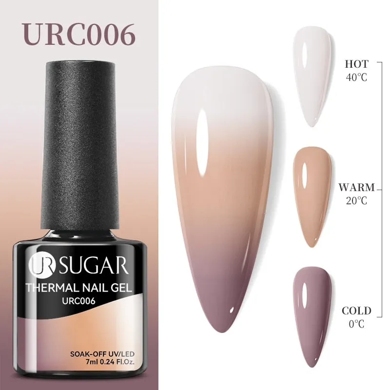Lady Glams Color Changing Thermal Gel Nail Polish 7ml - Glass Bottle Semi Permanent Temperature Color Changing Glitter
