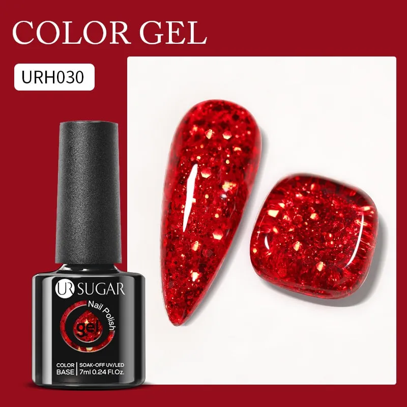 Lady Glams Color Changing Thermal Gel Nail Polish 7ml - Glass Bottle Semi Permanent Temperature Color Changing Glitter