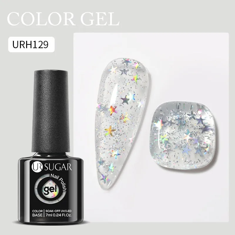 Lady Glams Color Changing Thermal Gel Nail Polish 7ml - Glass Bottle Semi Permanent Temperature Color Changing Glitter