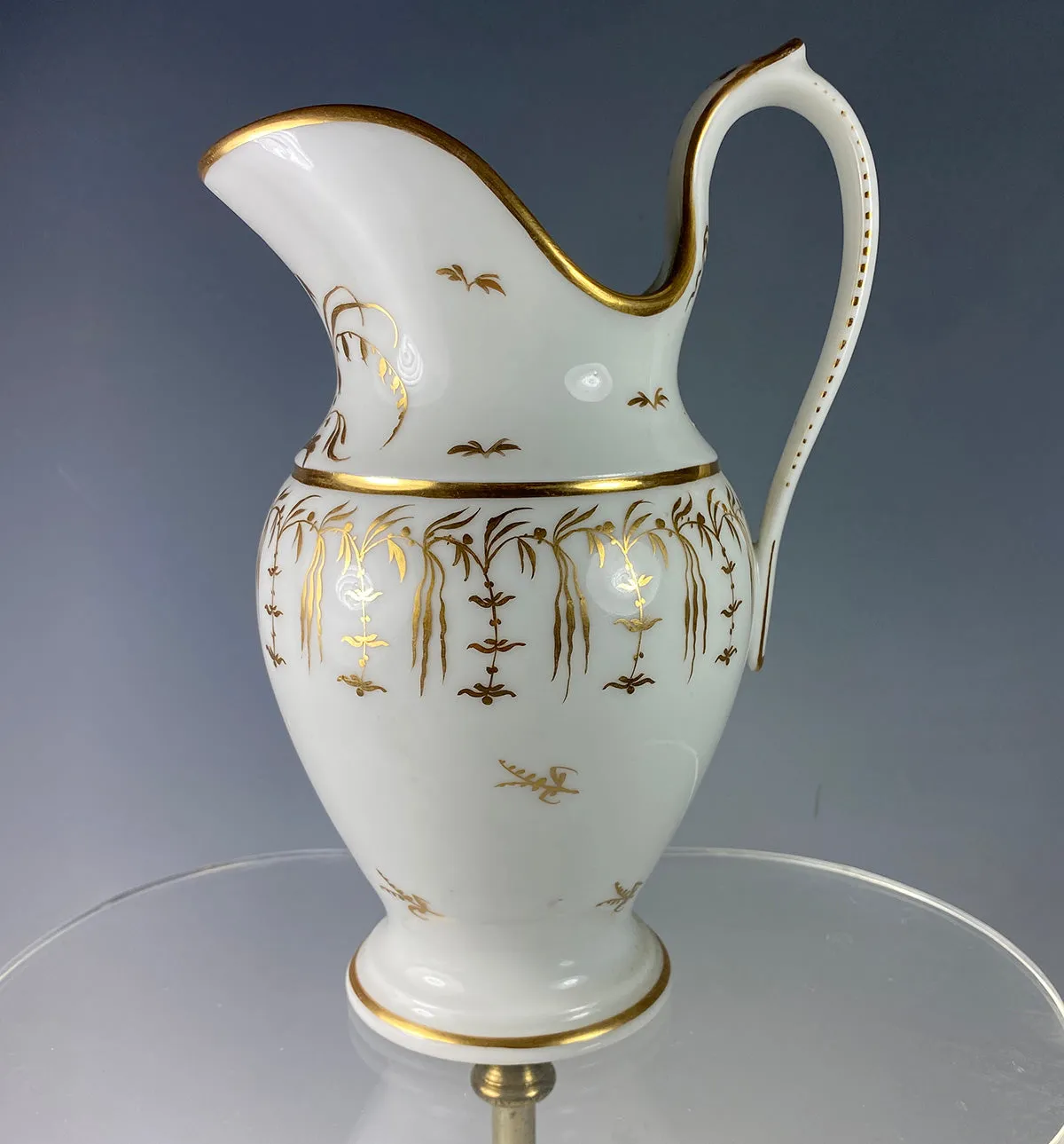 Large Antique French Porcelain Coffee Service, Old Paris and French Empire, Gold on White