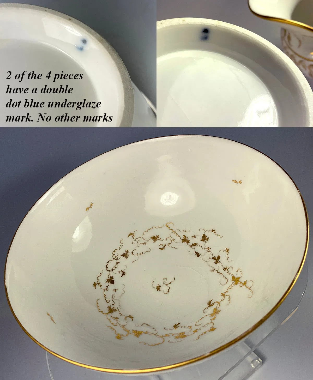 Large Antique French Porcelain Coffee Service, Old Paris and French Empire, Gold on White