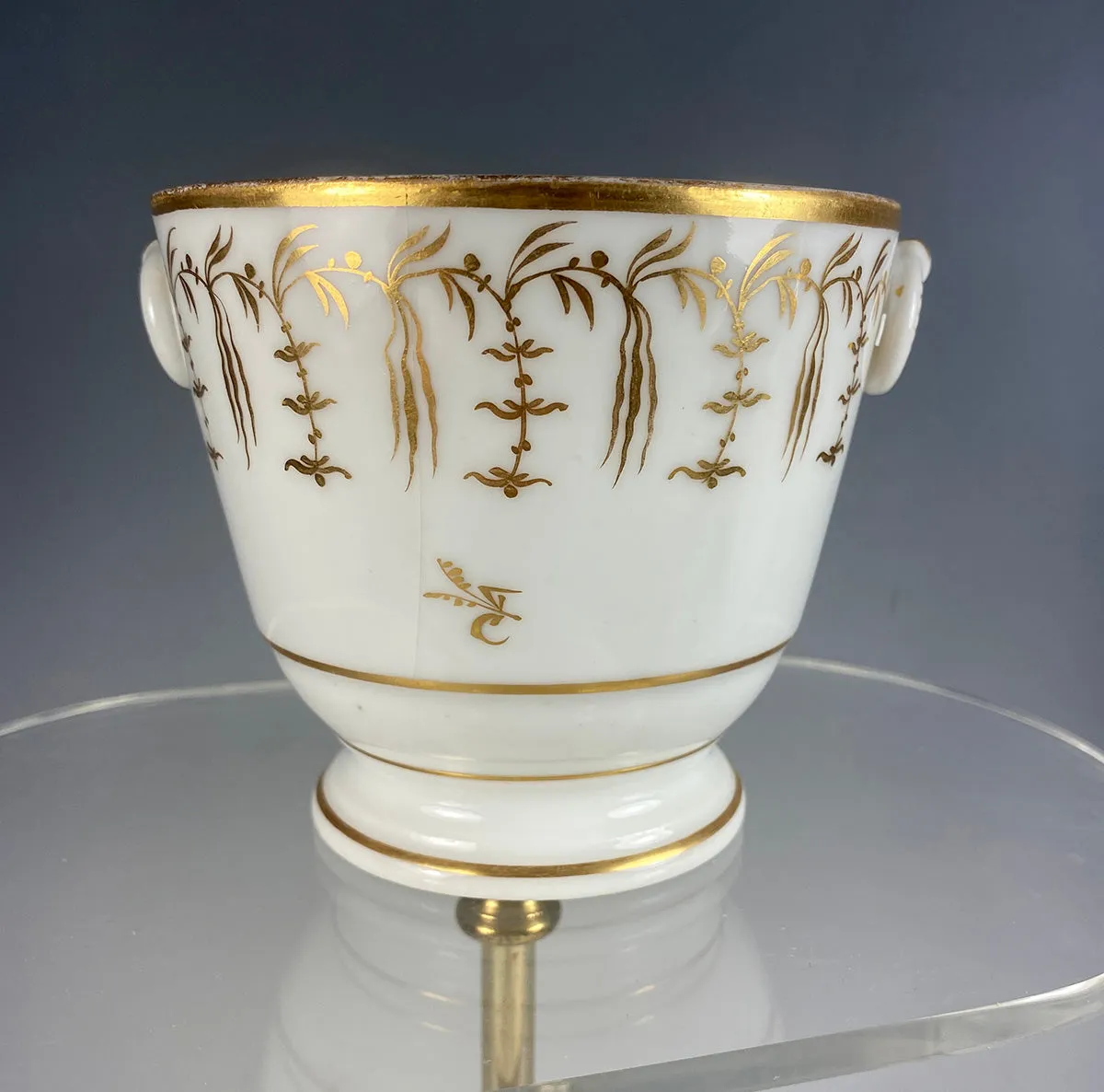 Large Antique French Porcelain Coffee Service, Old Paris and French Empire, Gold on White