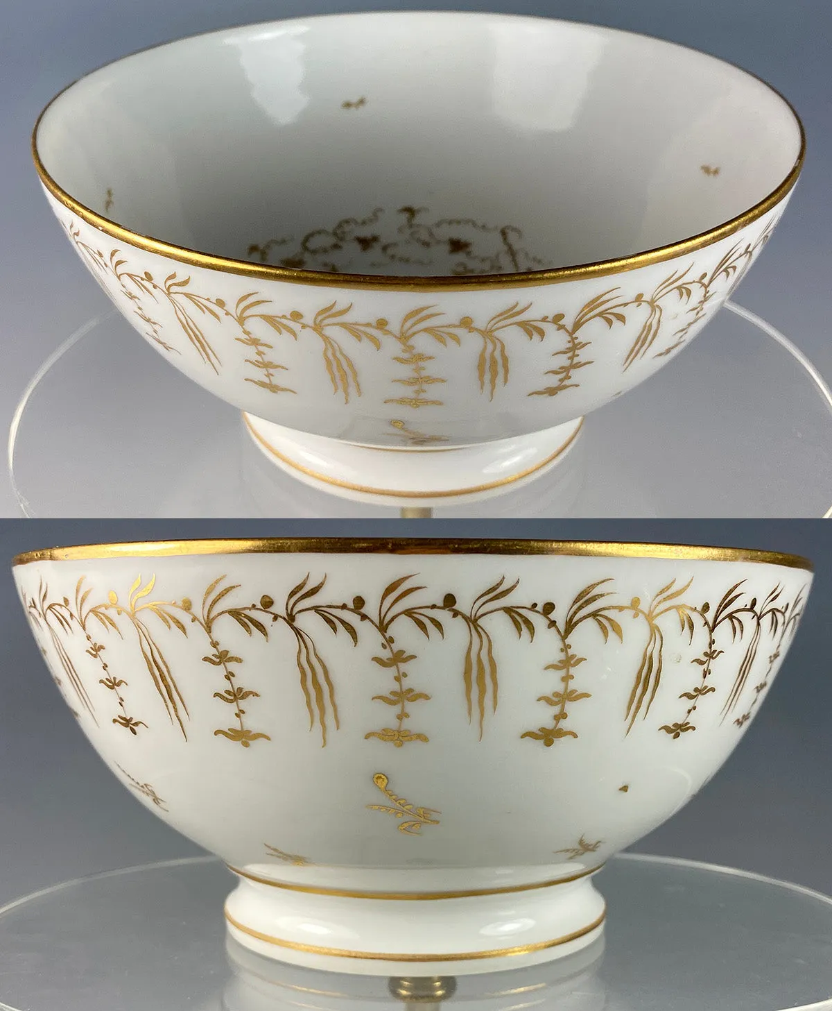 Large Antique French Porcelain Coffee Service, Old Paris and French Empire, Gold on White