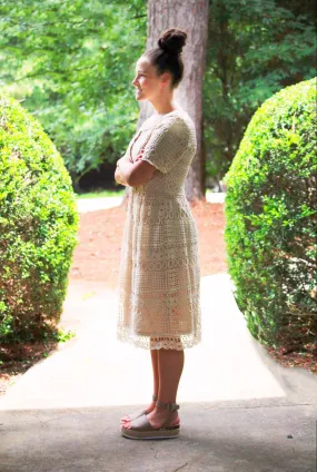 Lidia Crochet Dress- Oatmeal