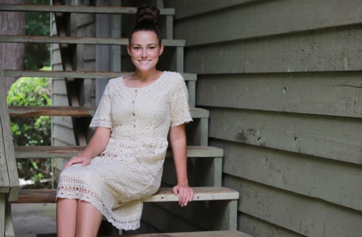 Lidia Crochet Dress- Oatmeal
