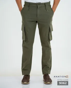 Linen Cotton Utility Cargo Pants - Olive