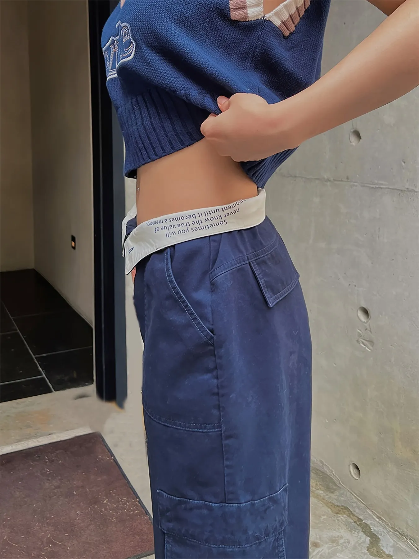 Loose Straight Cargo Casual Pocket High Waist Solid Wide Leg Fashion Comfy Slim Pants