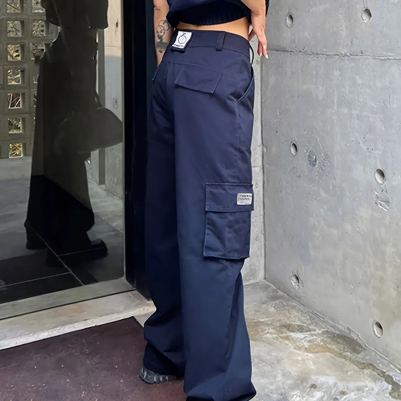 Loose Straight Cargo Casual Pocket High Waist Solid Wide Leg Fashion Comfy Slim Pants