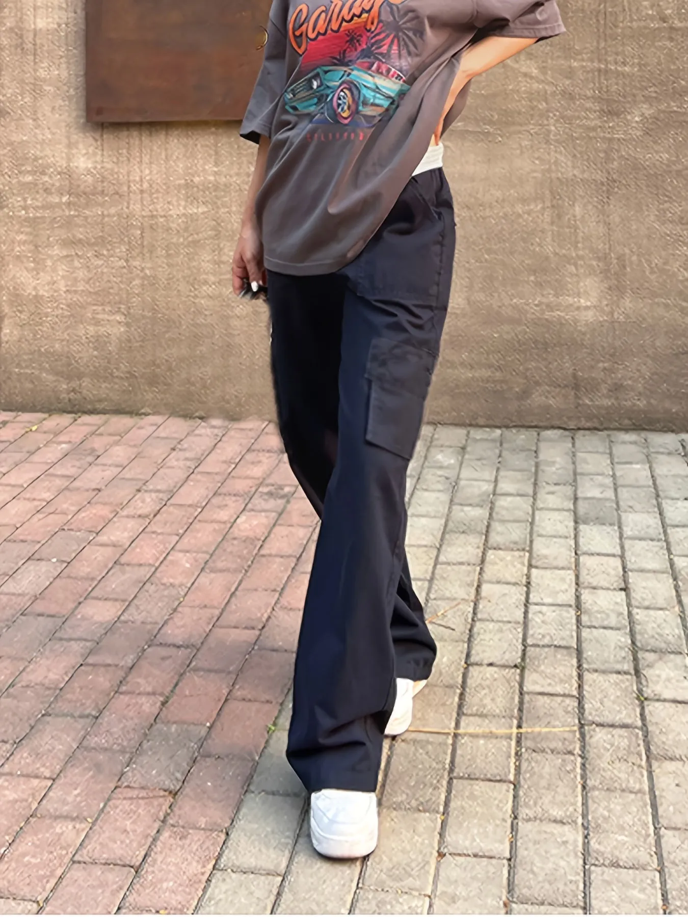 Loose Straight Cargo Casual Pocket High Waist Solid Wide Leg Fashion Comfy Slim Pants