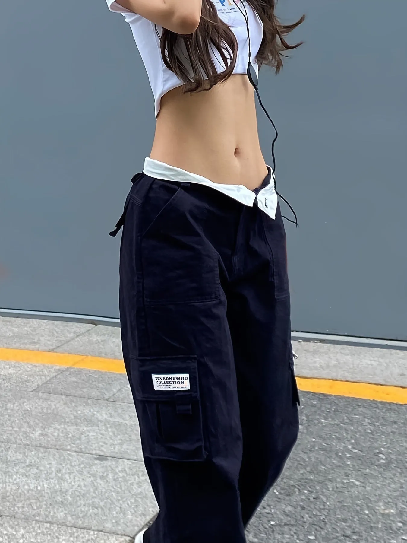Loose Straight Cargo Casual Pocket High Waist Solid Wide Leg Fashion Comfy Slim Pants