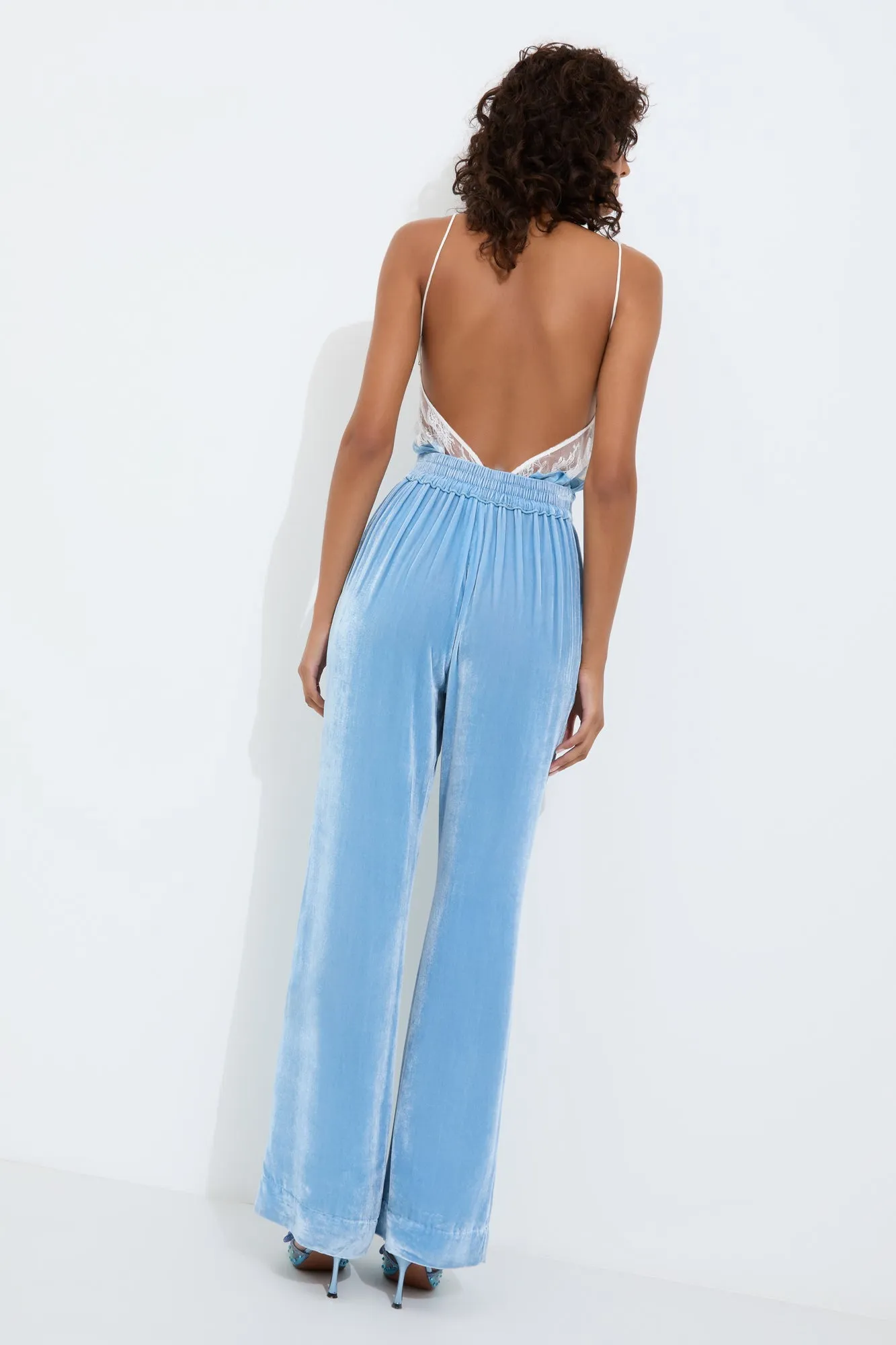 MARAIS VELVET TUXEDO PANT {DUSK BLUE}