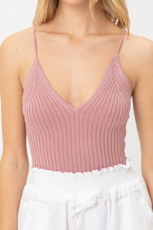 Melissa White,Mauve or Light Blue Ribbed Bodysuit
