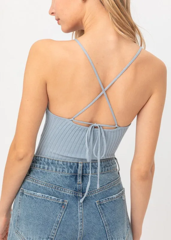 Melissa White,Mauve or Light Blue Ribbed Bodysuit