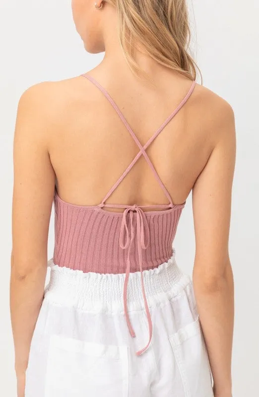 Melissa White,Mauve or Light Blue Ribbed Bodysuit