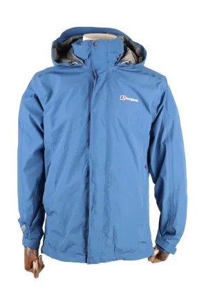 Men's BERGHAUS Gore Tex Blue Hooded Outdoor Rain Jacket Size M