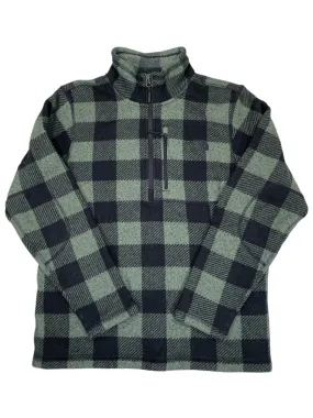 Mens Buffalo Plaid 1/4 Zip Pullover Fleece Jacket