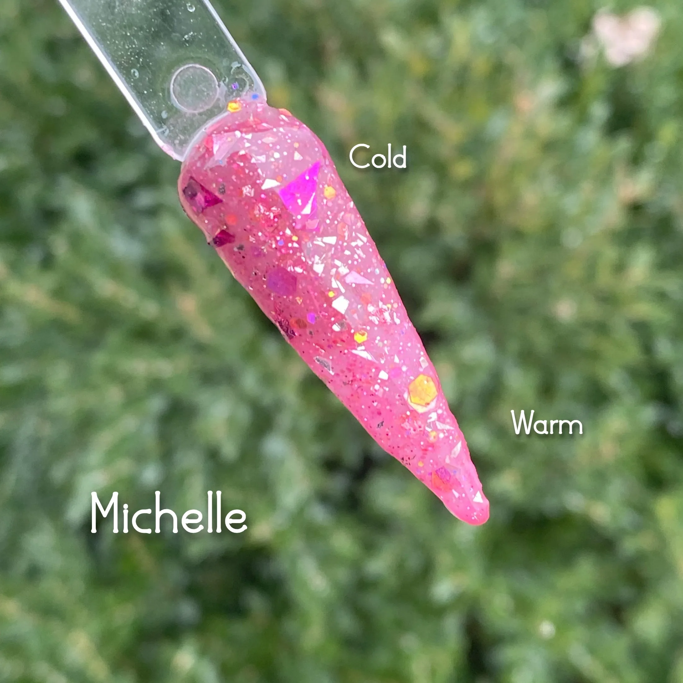 Michelle- Berry/Magenta Thermal, Glitter, Flakes and Foil Nail Dip Powder