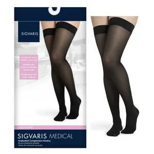 Midsheer Thigh-High with Grip-Top, 20-30, Small, Long, Closed, Black