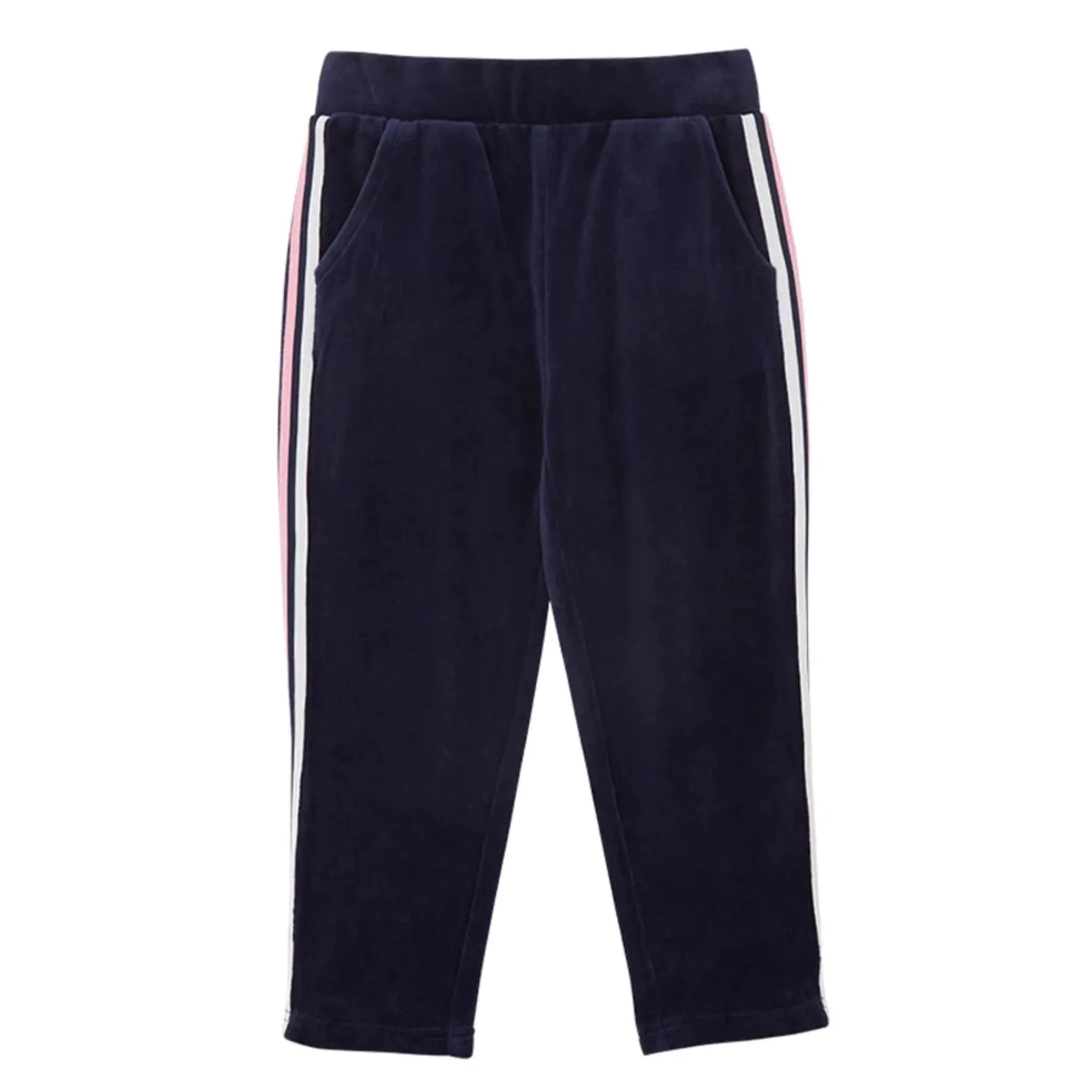 Milky Navy Velour Detail Track Pant