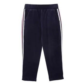 Milky Navy Velour Detail Track Pant