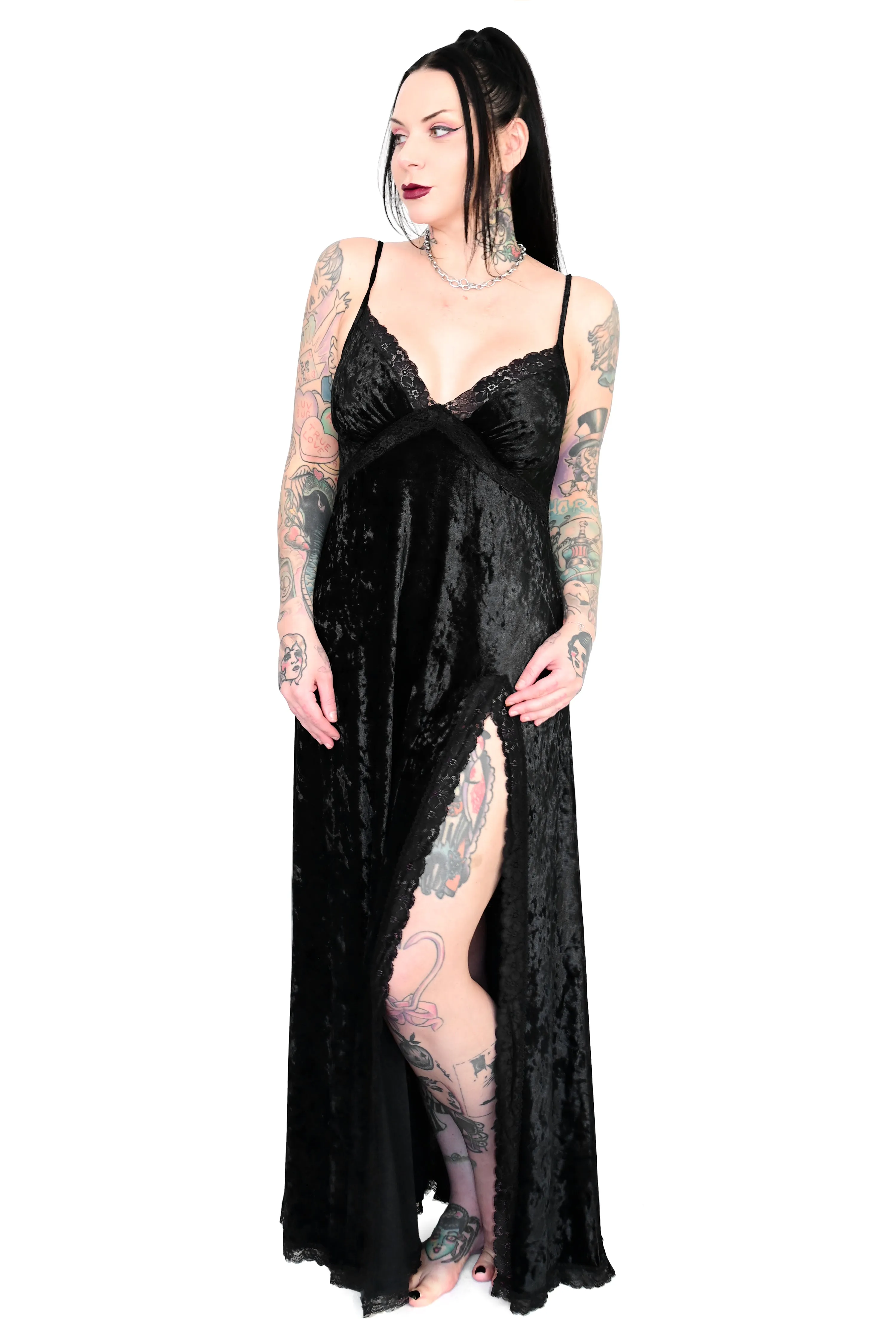 Miss World Maxi Dress - Black Velvet