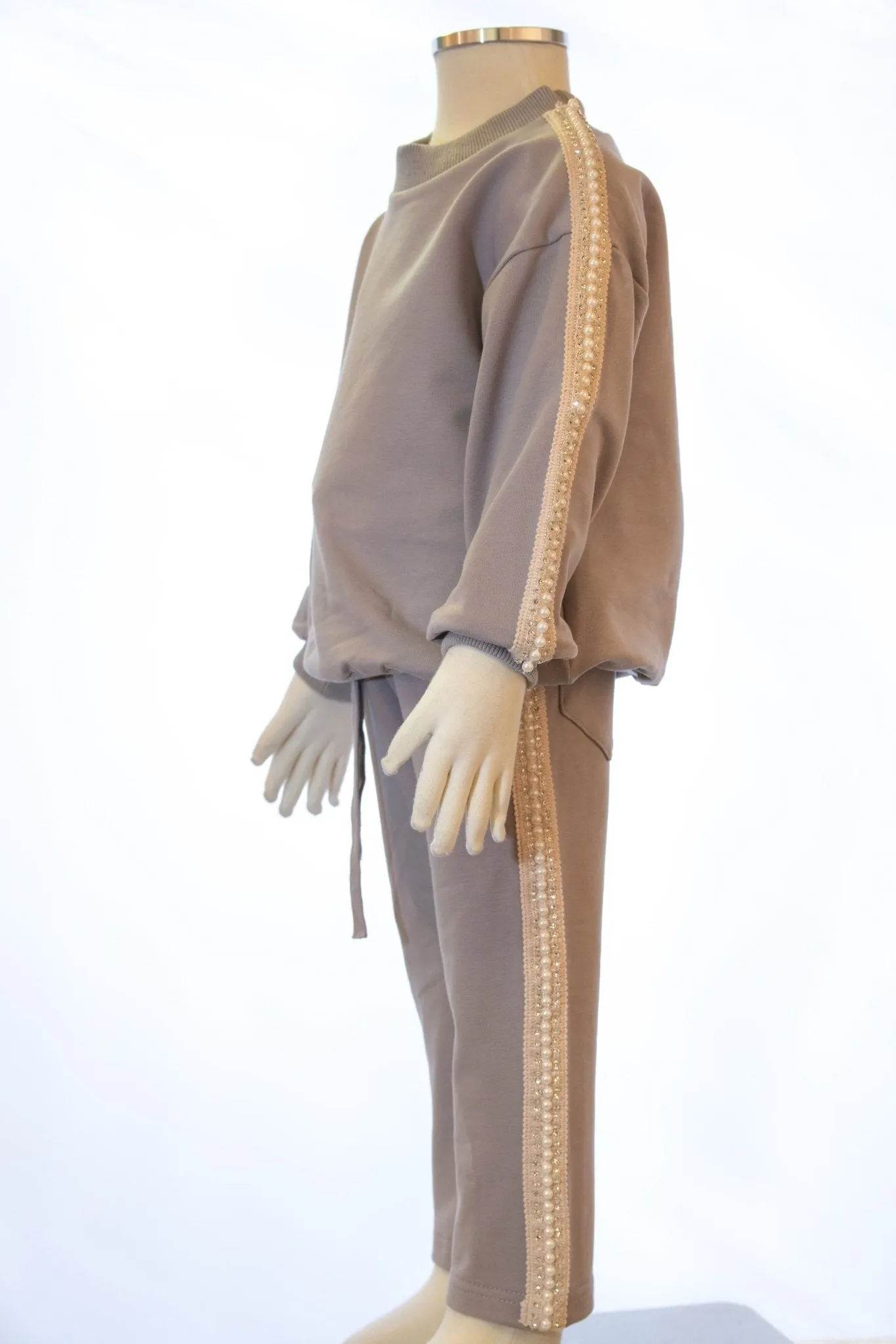 ML Kids Girls Beaded 2 Piece Velour Tracksuit - 2 Color Choices