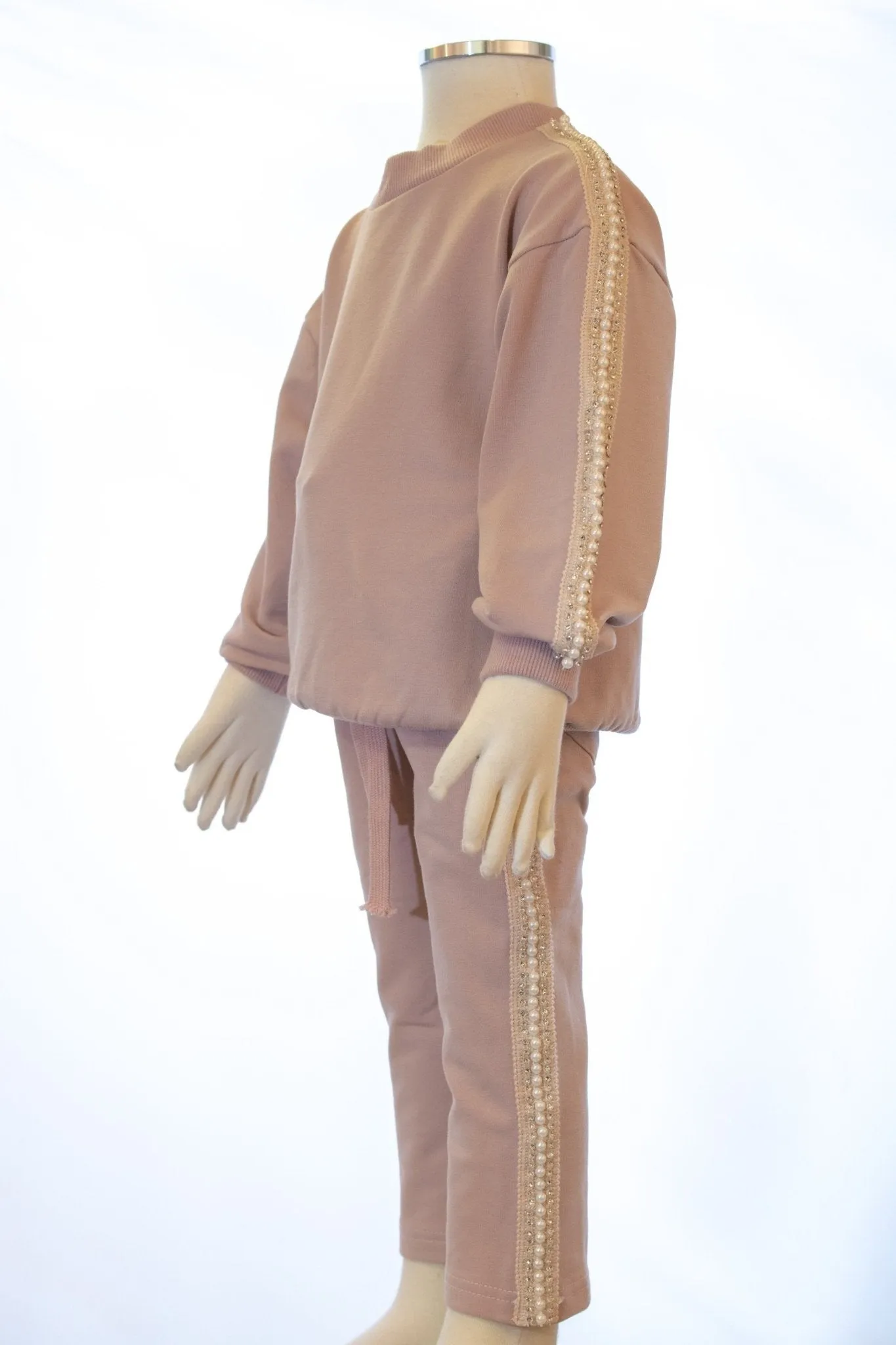 ML Kids Girls Beaded 2 Piece Velour Tracksuit - 2 Color Choices