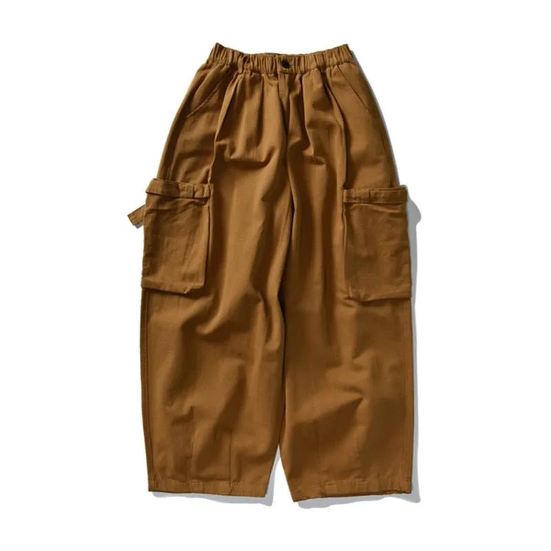 Multi Pocket Cargo Pants Mens Work Pants Safari Style Casual Wide Leg Pants Men Solid Color Baggy Trousers