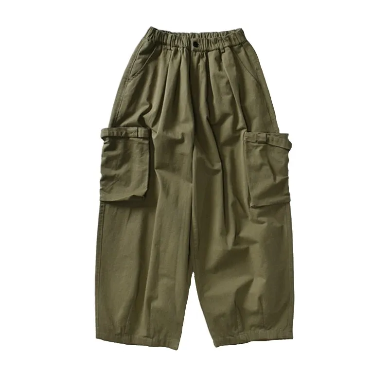 Multi Pocket Cargo Pants Mens Work Pants Safari Style Casual Wide Leg Pants Men Solid Color Baggy Trousers
