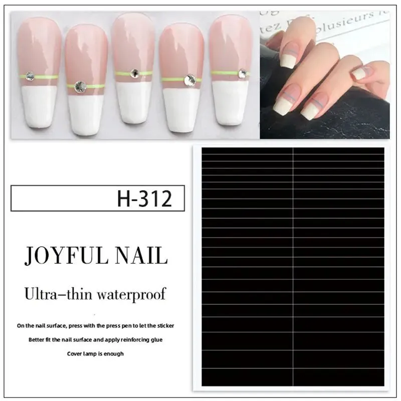 Nail Art French Tip Guide Stickers Geometry French Nail Strips White For French
