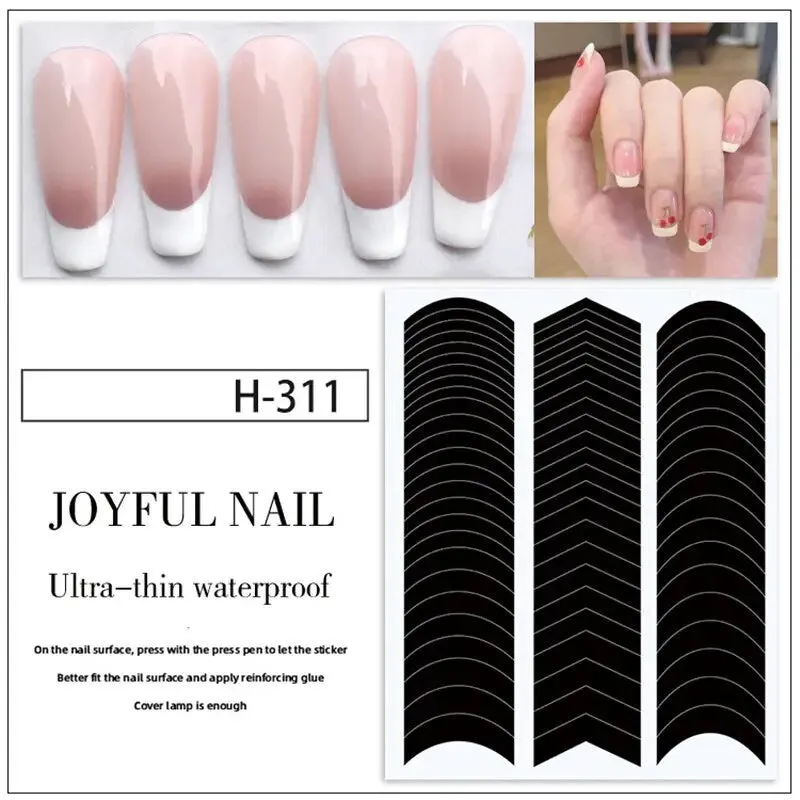 Nail Art French Tip Guide Stickers Geometry French Nail Strips White For French