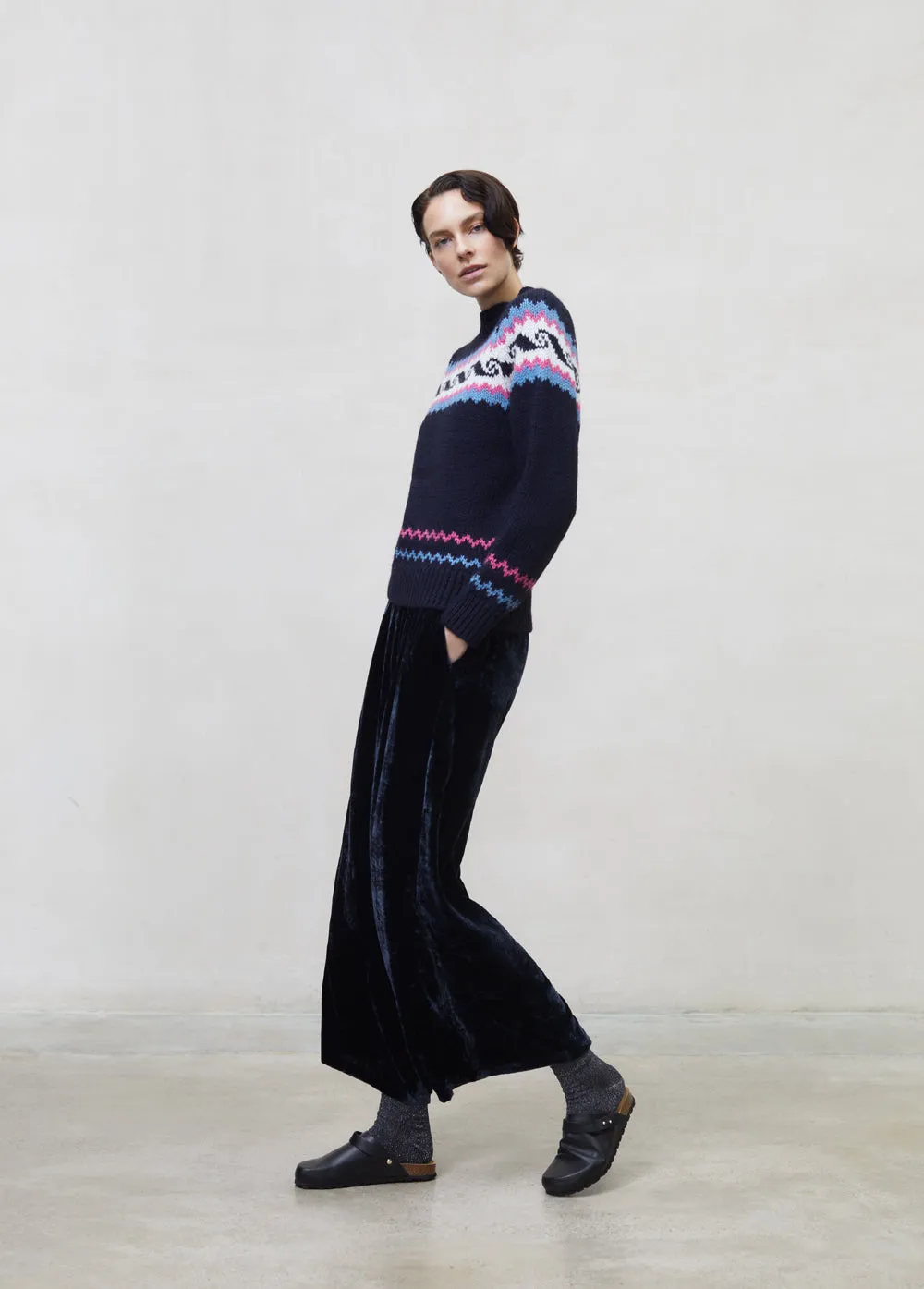 Pant Velour Space Blue Woman