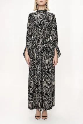 Patterned Zippered turtleneck velvet dress 94148