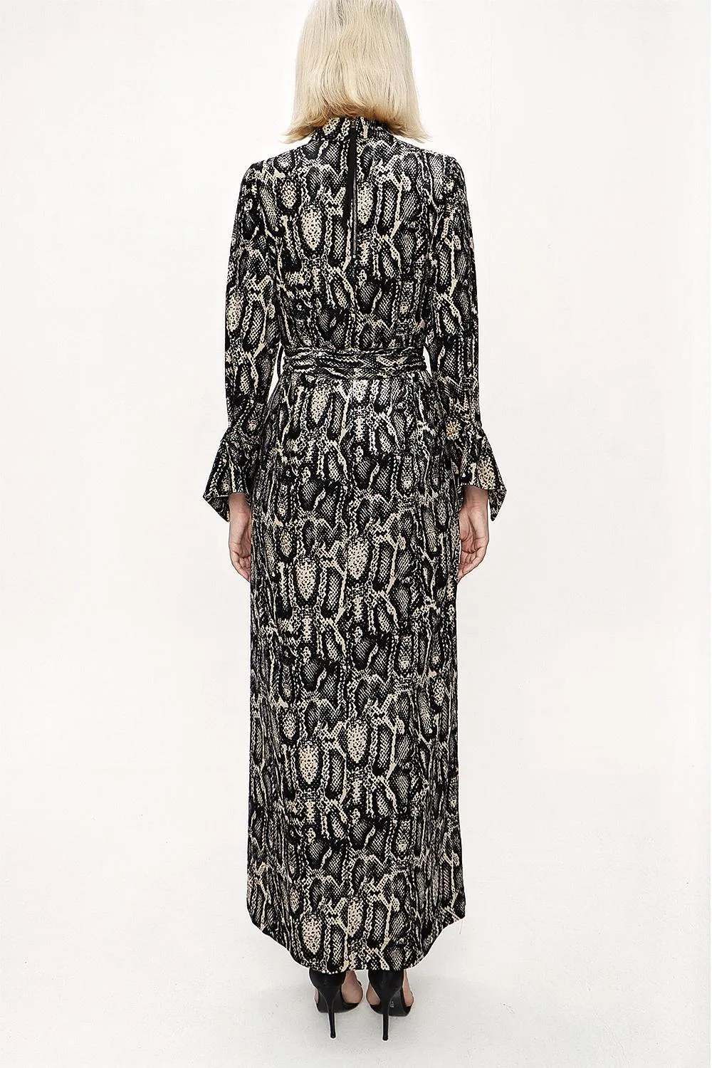 Patterned Zippered turtleneck velvet dress 94148