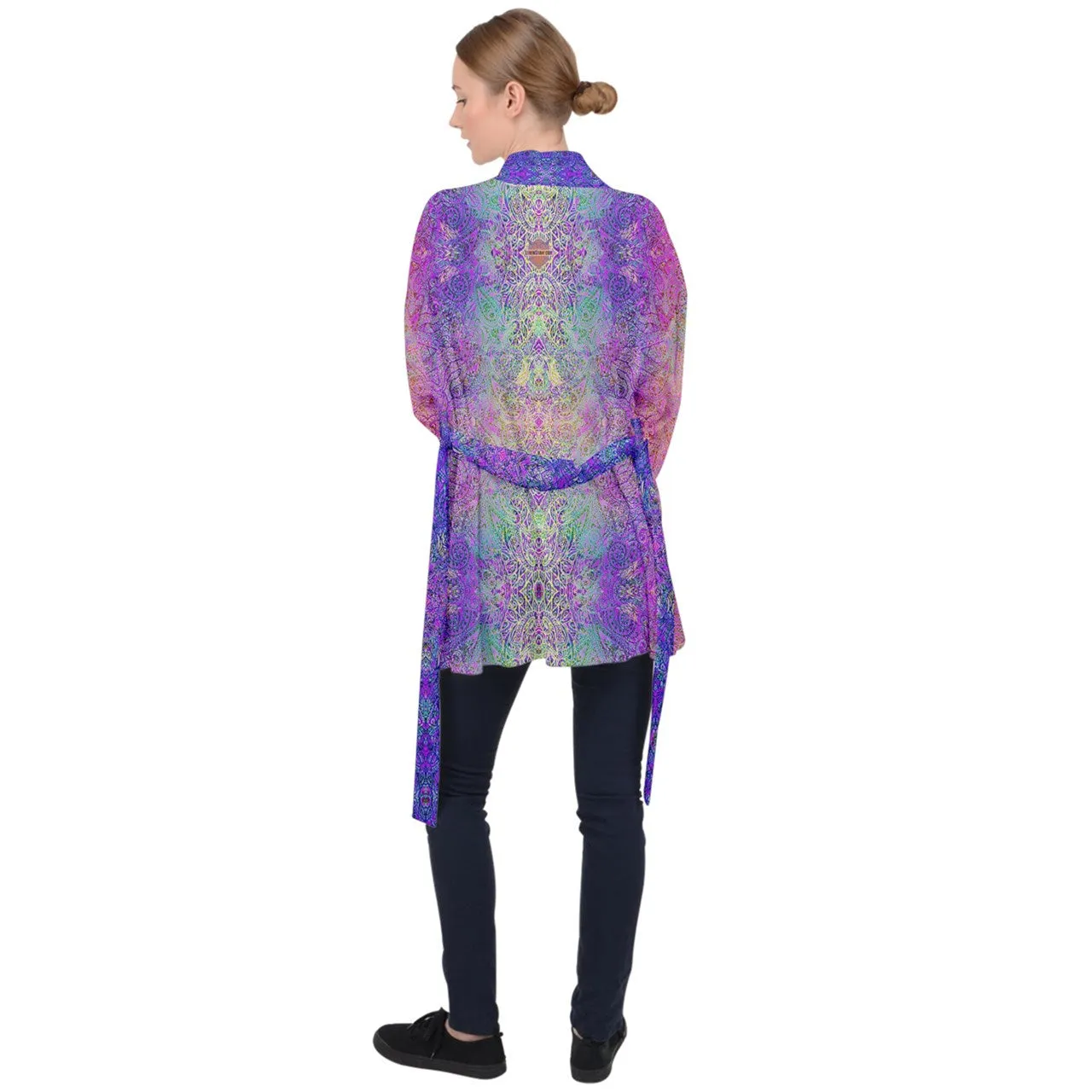 Pink Paisley Velvet Kimono Robe