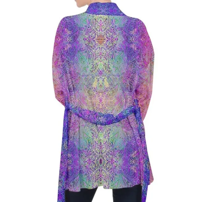 Pink Paisley Velvet Kimono Robe