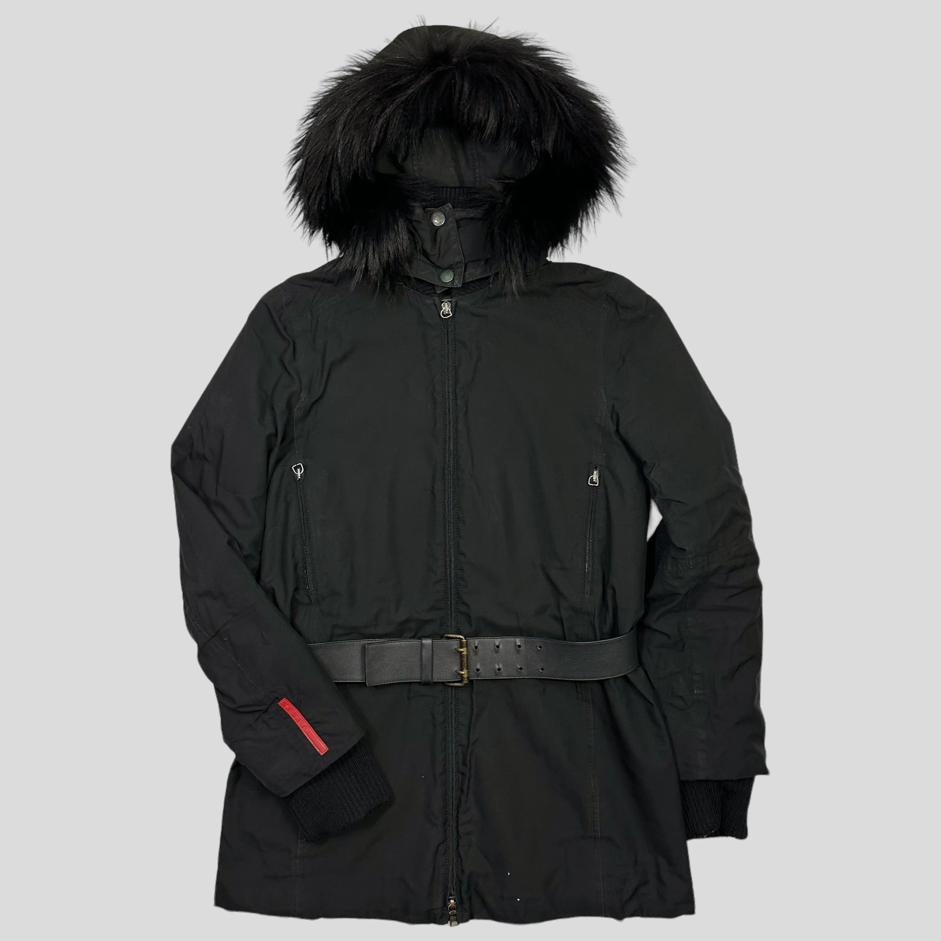 Prada Sport 00’s Goretex Faux Fur Ski Jacket   Belt - IT42