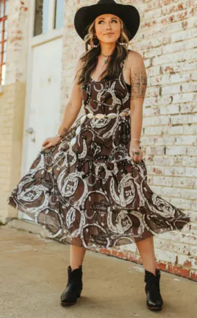 "TRIPLE CROWN" LADIES' HORSESHOE PRINT DRESS
