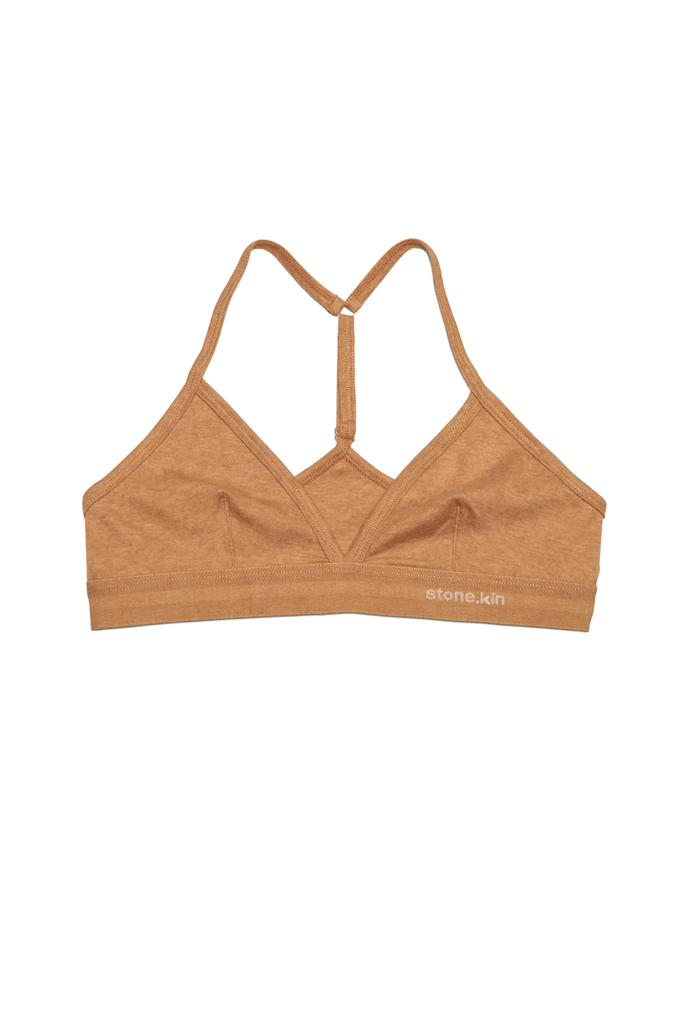 Racer Back Bralette in Organic Cotton Rib - Camel