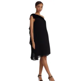 RALPH LAUREN - Zippered Bow At Shoulder Lined Sleeveless Asymmetrical