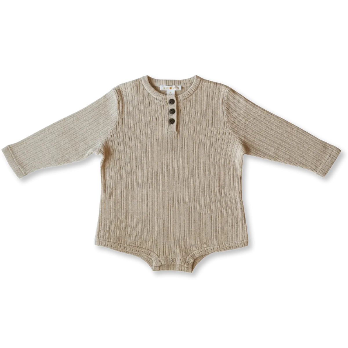 Ribbed Button Bodysuit - Natural