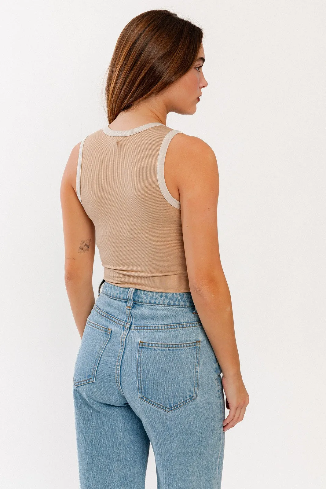 Ribbed Color Block Bodysuit