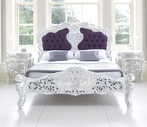 Rococo Bedroom Set, Silver Leaf
