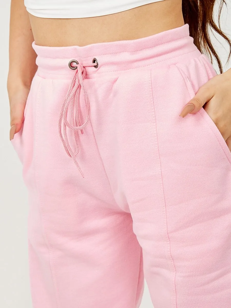 Rosana Seam-Detail Fleece Jogger In Pink