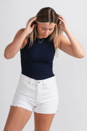 Round neck bodysuit dark navy