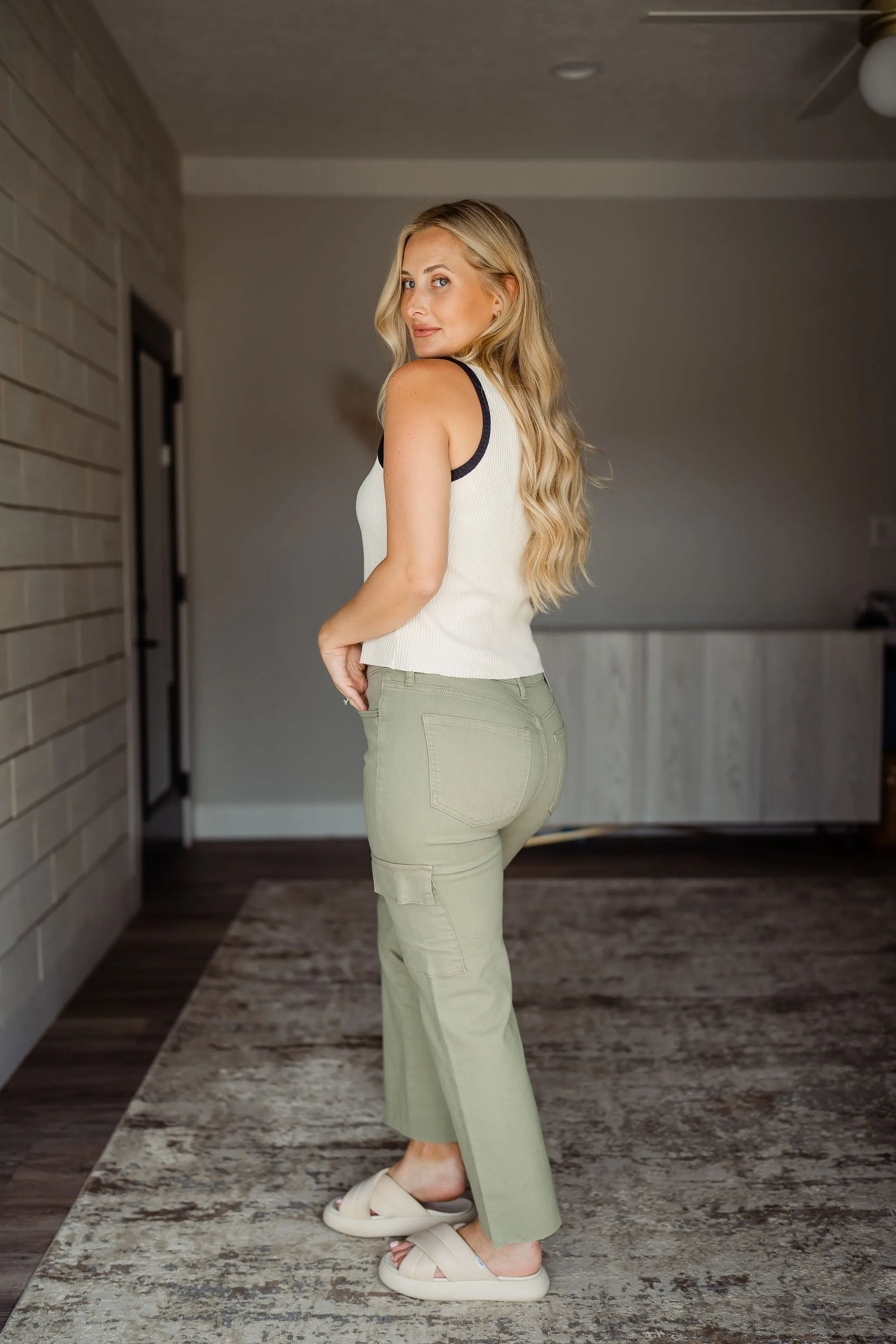 Sage Crop Cargo Pant
