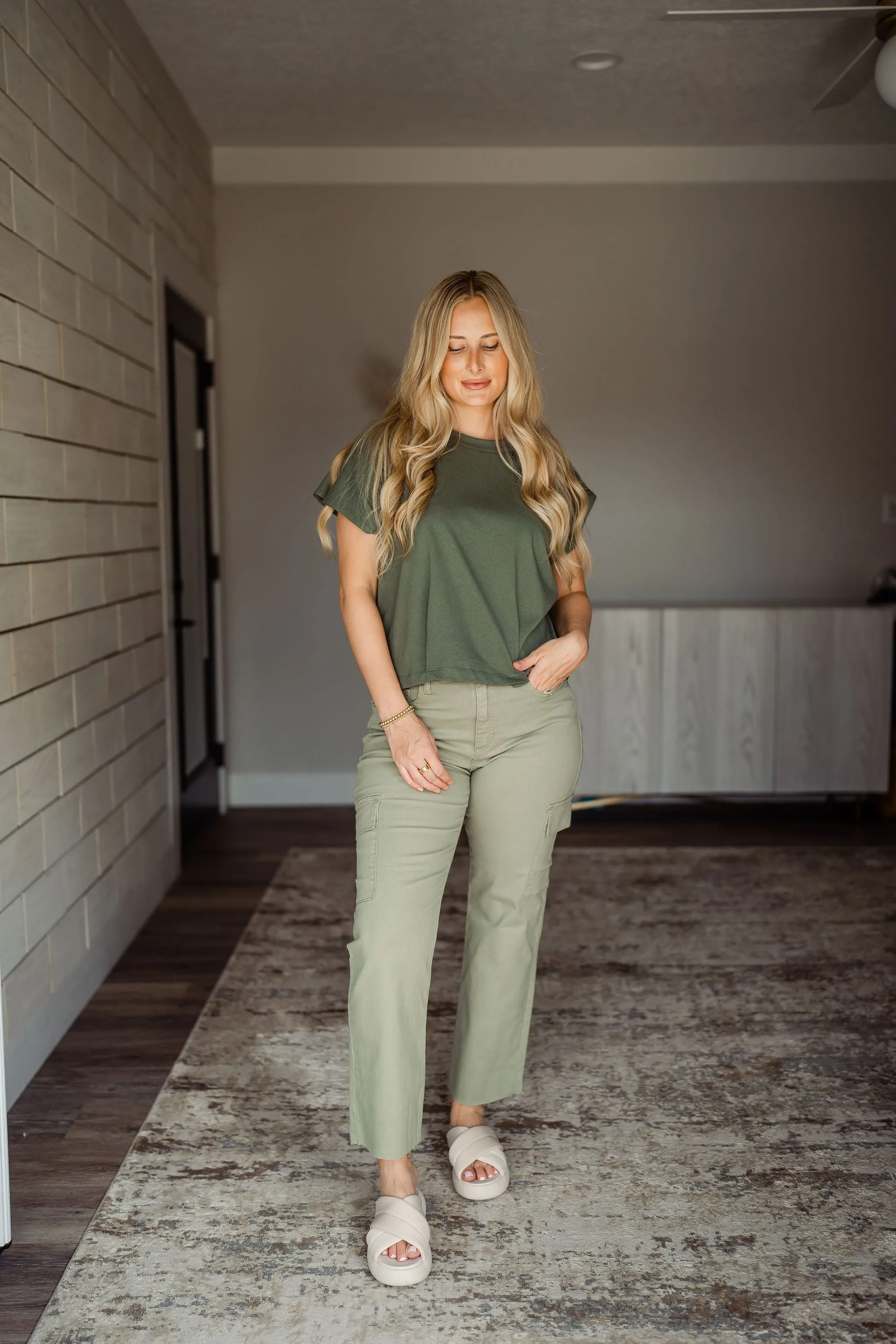 Sage Crop Cargo Pant