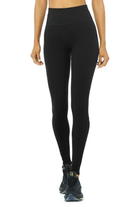 Seamless High-Waist Ribbed Legging - Black