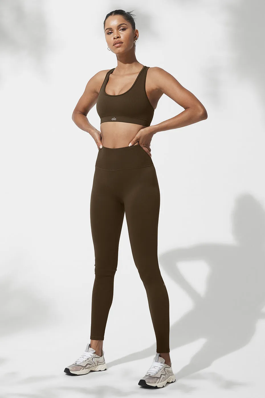 Seamless High-Waist Ribbed Legging - Espresso