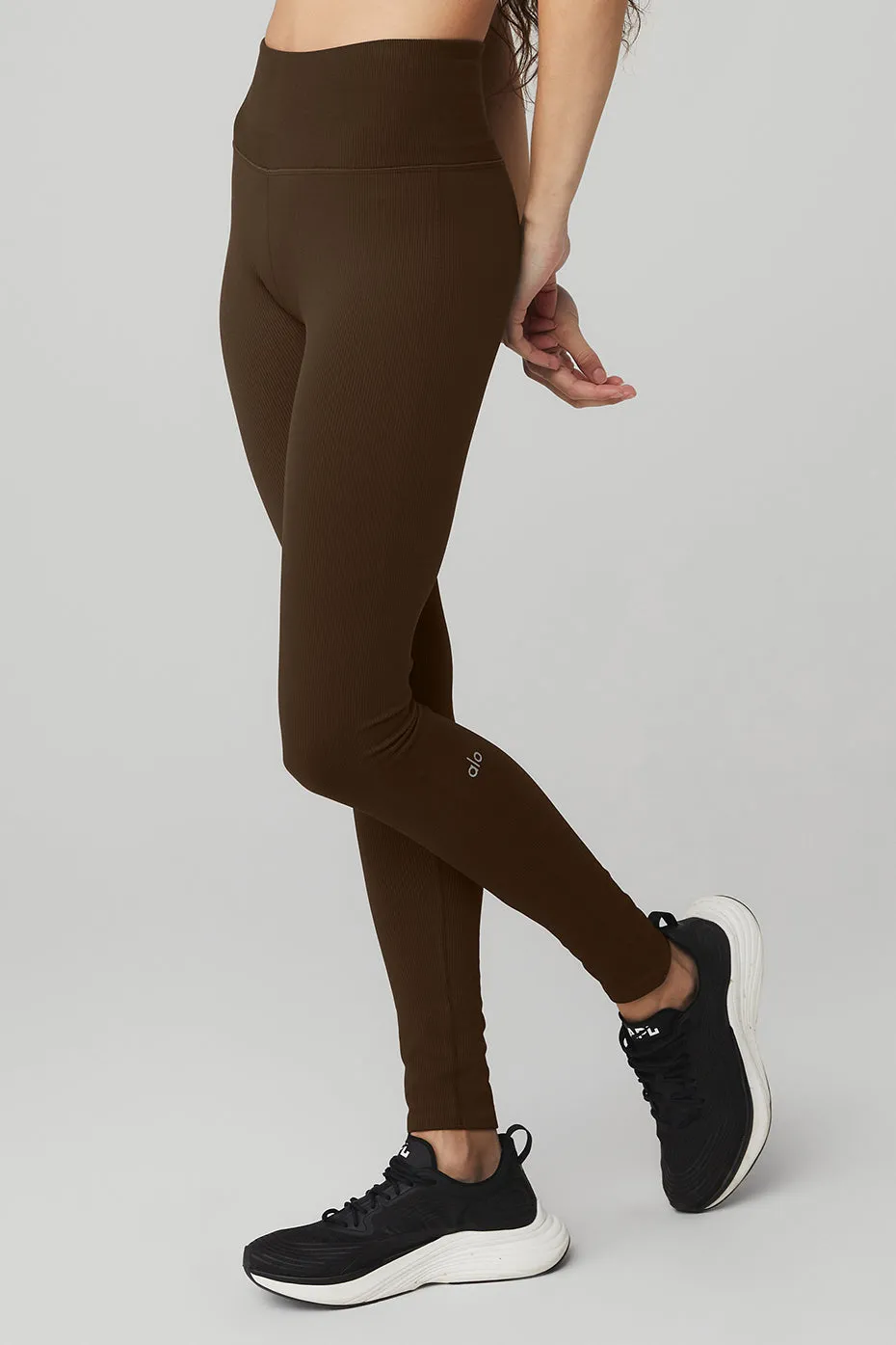 Seamless High-Waist Ribbed Legging - Espresso